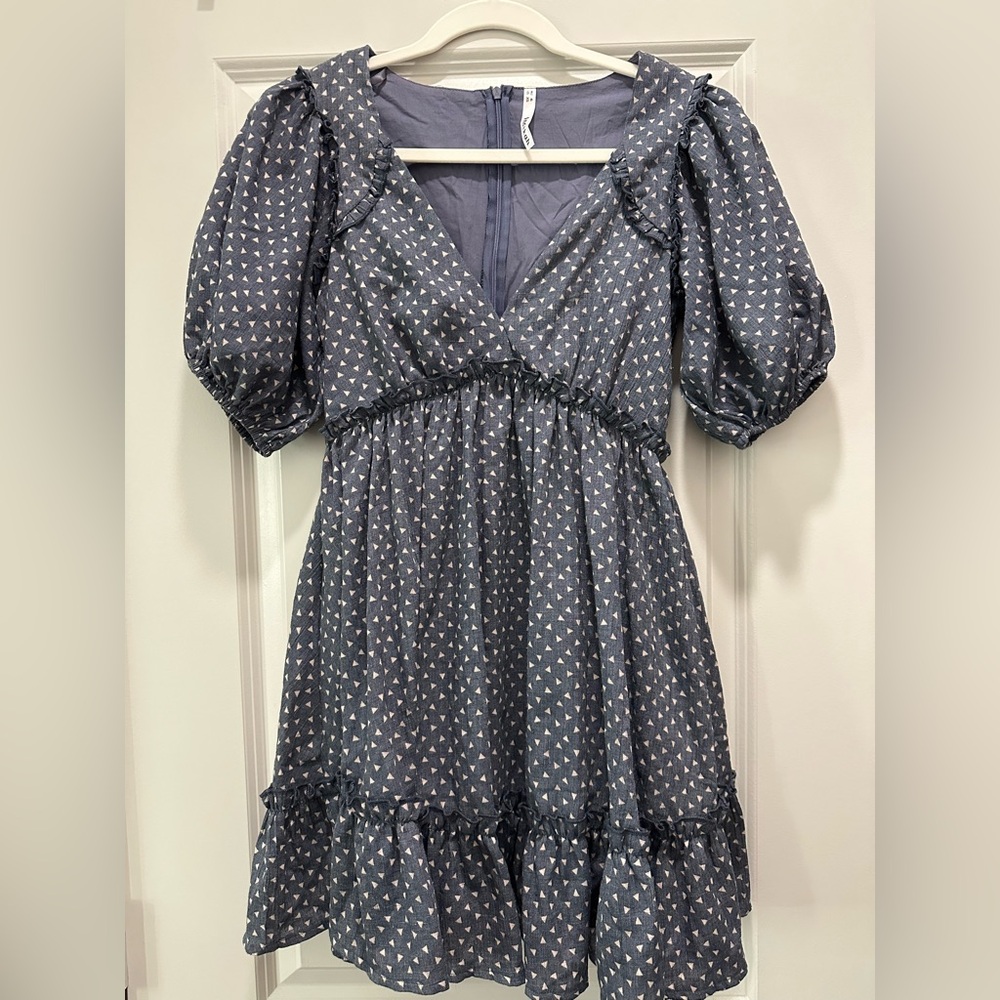 Hello Molly Blue Patterned Mini Dress - Picture 2 of 8